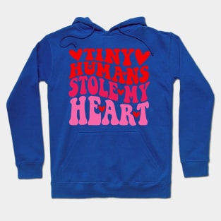 Groovy Tiny Humans Stole My Heart Valentine's Day NICU Nurse Hoodie